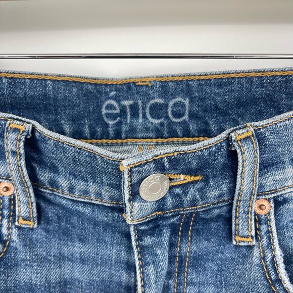 Etica | Twisted Seam Slim Split Hem Jeans Riverside Wash 26 - Picture 7 of 14